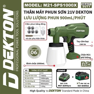 Máy phun sơn pin DEKTON M21-SPS1000, bình 1000ml, Lưu lượng 900ml/phút
