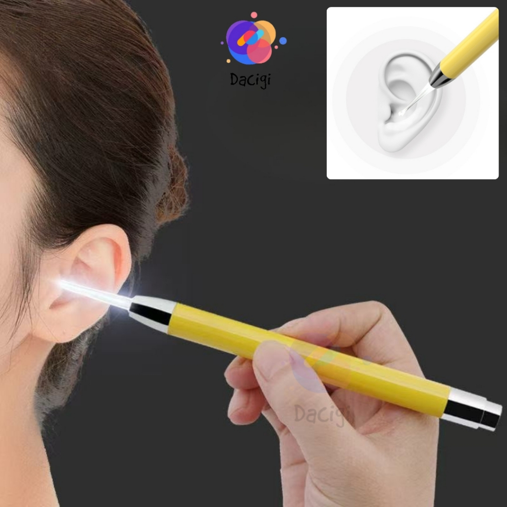 Dụng cụ lấy ráy tai silicon mềm có đèn LED, kính lúp an toàn cho bé – Cây lấy ráy tai dùng pin tiểu