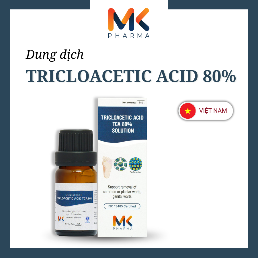 Dung dịch Tricloacetic Acid (TCA) 80% - Hỗ trợ giảm tình trạng sùi mào gà, mụn cóc, hạt ngọc...