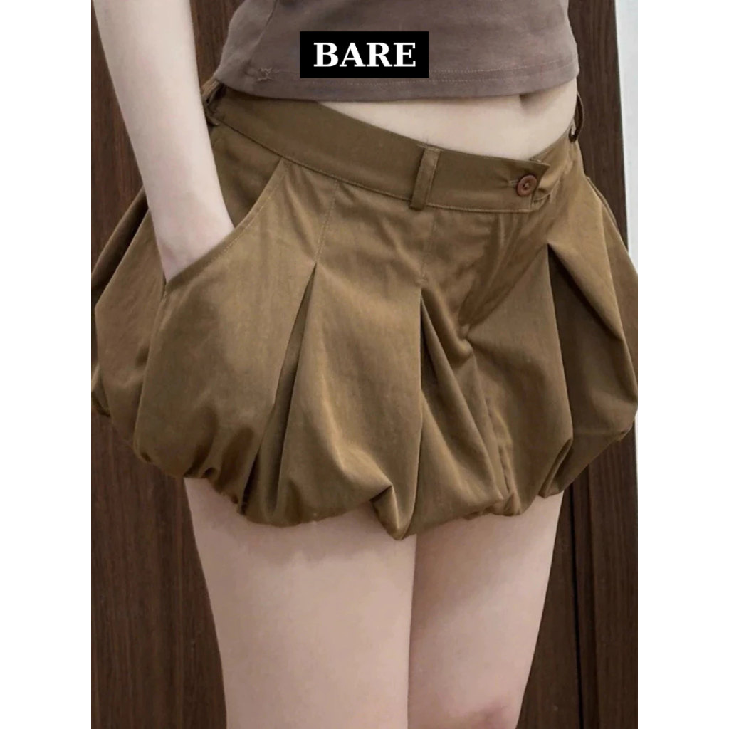 BARE_Quần Short Bí Phồng Cạp Trễ Y2K Eo Chun Tôn Dáng Quần Đùi Nữ Form Ngắn_Q129 | BigBuy360 - bigbuy360.vn