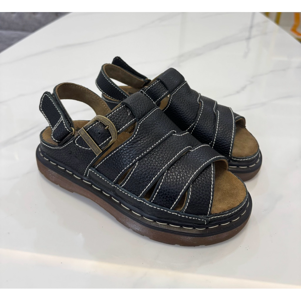 Dép sandal nam DR 2007 quai hậu da bò – Đế êm chống trượt, phong cách.