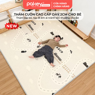Thảm Cuộn Trải Sàn Cao Cấp XPE PAKEY Dày 2CM, 2 Mặt Êm Ái, Chống Trượt Cho Bé, Thảm Không Rãnh Gấp Bé Yêu Tập Bò Êm Ái