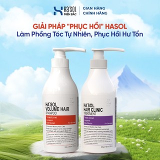  Giải Pháp "PHỤC HỒI" HA'SOL Làm Phồng Tóc Tự Nhiên Ngăn Rụng Tóc - Dầu Gội Cam Hasol Volume Hair 500g + Kem Ủ Tóc Hasol 