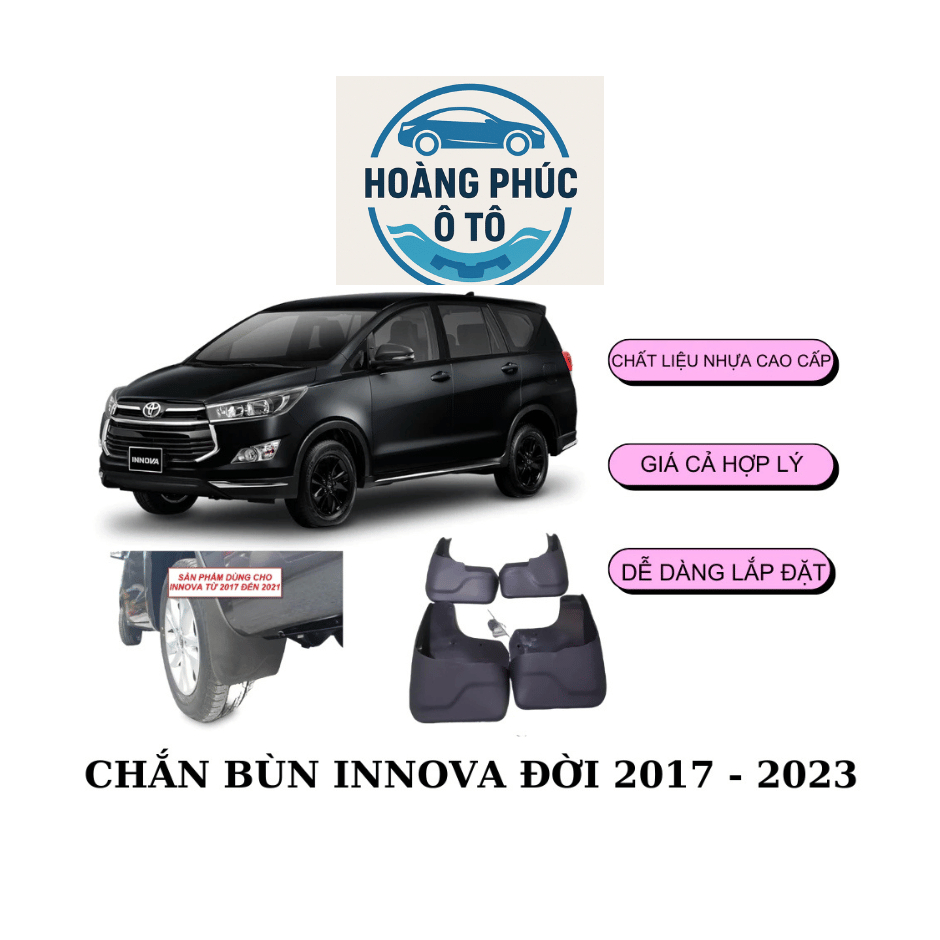 Chắn bùn INNOVA TOYOTA đời 2017 đến 2023, TOYOTA INNOVA 2017-2023, bộ gồm 4 miếng tặng kèm ốc vít