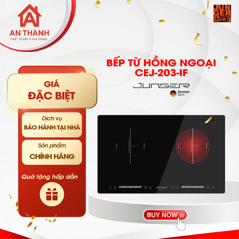 Bếp từ hồng ngoại junger CEJ-203-IF bảo hành 3 năm - Tặng Bộ nồi inox 5 món CWJ-050 - ATH