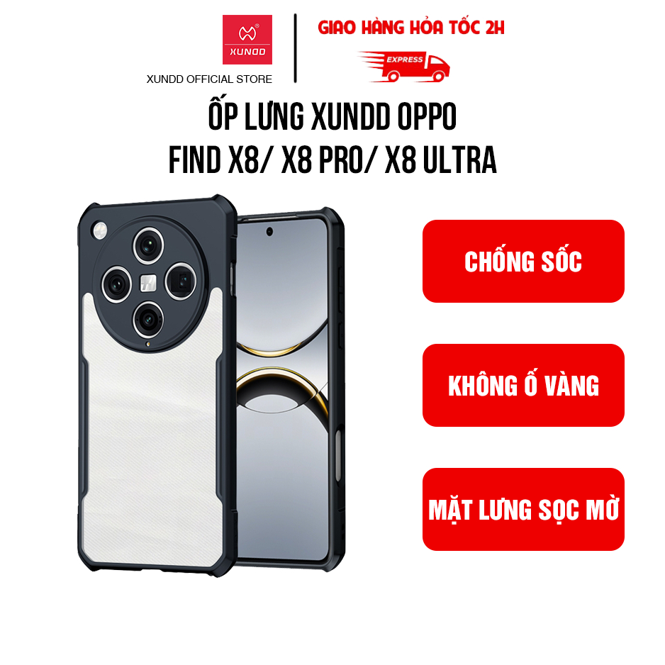 Ốp lưng XUNDD OPPO Find X8/ Find X8 Pro/ Find X8 Ultra - Viền TPU, Chống sốc, Mặt lưng sọc