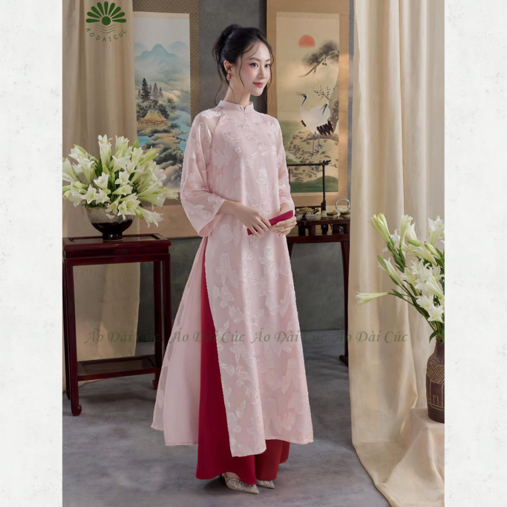Áo dài cách tân 4 tà dáng suông Dư Hy nhẹ nhàng, thướt tha- Áo Dài Cúc | BigBuy360 - bigbuy360.vn