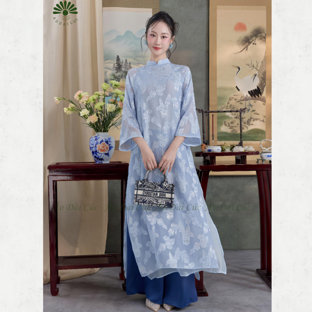 Áo dài cách tân 4 tà dáng suông Dư Hy nhẹ nhàng, thướt tha- Áo Dài Cúc | BigBuy360 - bigbuy360.vn