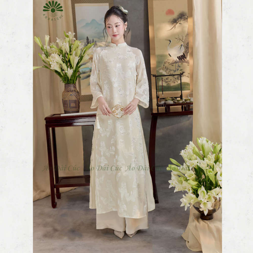 Áo dài cách tân 4 tà dáng suông Dư Hy nhẹ nhàng, thướt tha- Áo Dài Cúc | BigBuy360 - bigbuy360.vn