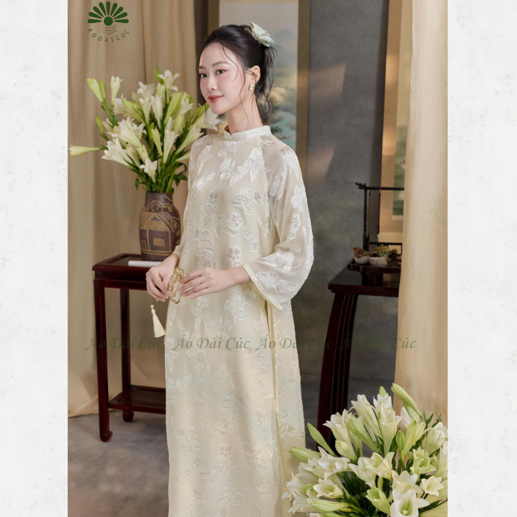 Áo dài cách tân 4 tà dáng suông Dư Hy nhẹ nhàng, thướt tha- Áo Dài Cúc | BigBuy360 - bigbuy360.vn