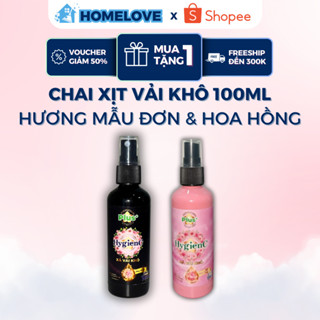 Chai Xịt Xả Vải Khô HygienC Plus (Việt Nam) 100ml/Chai - Hương Mẫu Đơn/ Hoa Hồng (Xịt Thơm Áo Quần)
