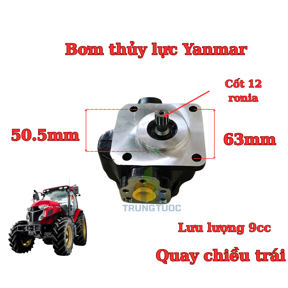 Bơm thủy lực máy Yanmar lưu lượng 9cc loại 12 rơ nia quay chiều trái hoặc phải