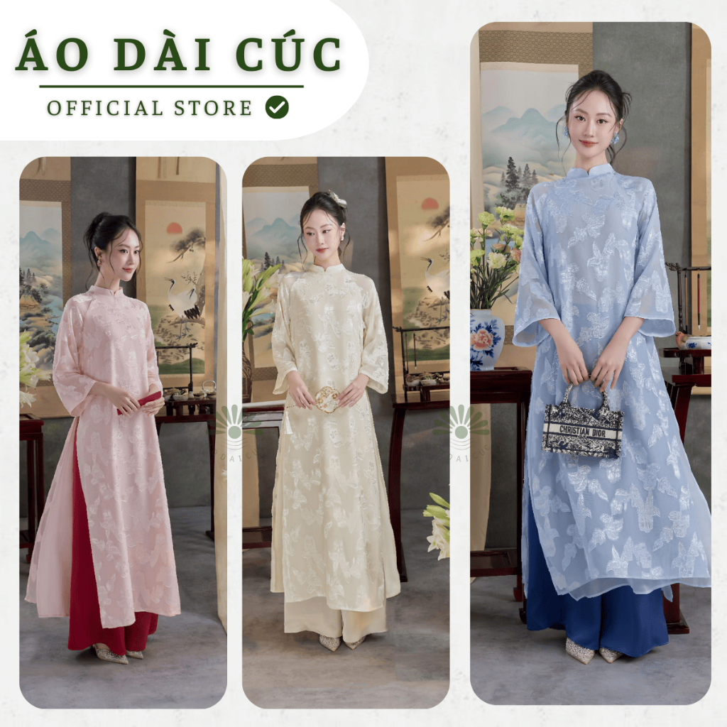 Áo dài cách tân 4 tà dáng suông Dư Hy nhẹ nhàng, thướt tha- Áo Dài Cúc | BigBuy360 - bigbuy360.vn