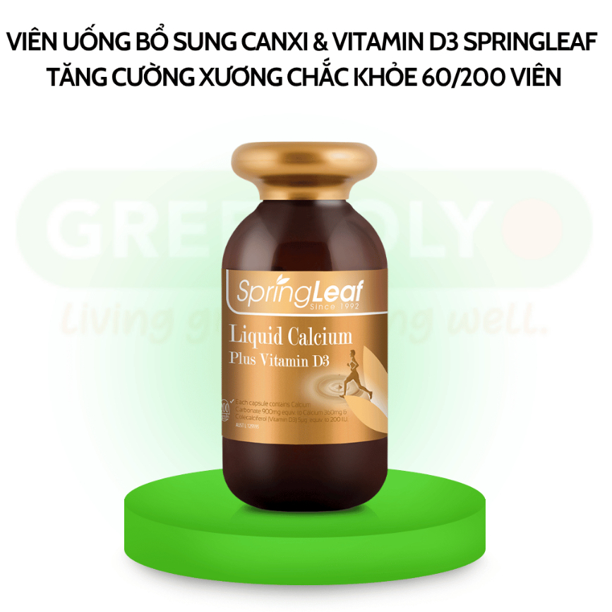 [HÀNG NHẬP KHẨU] LIQUID CALCIUM PLUS VITAMIN D3 SPRING LEAF 60 Viên - Tăng Cường Canxi
