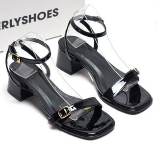 Sandal Cao Gót Nữ Merly 1640 Quai Ngang Mảnh Đế Vuông 5cm Bigsize 35-43, Da Bóng Sang Trọng, Đi Tiệc & Mặc Áo Dài
