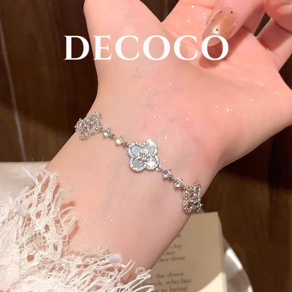 Set vòng cổ và vòng tay SAKURA cỏ 4 lá charm hoa đá xà cừ mạ vàng trắng DECOCO ACC ( kèm Túi giấy + Hộp + Thiệp ) | BigBuy360 - bigbuy360.vn
