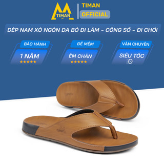 Dép nam xỏ ngón đẹp quai ngang kiểu quai hậu chất liệu da tông cao cấp bảo hành 1 năm DL159 TIMAN