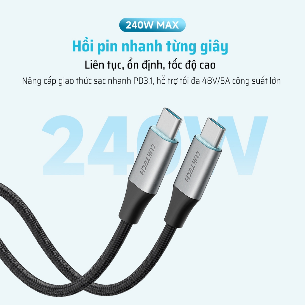Cáp Sạc Từ Tính CUKTECH 240W C-C | Hỗ Trợ Sạc, Truyền Tệp Nhanh |  Bảo Hành 18 Tháng CMC610 CMC615 | BigBuy360 - bigbuy360.vn