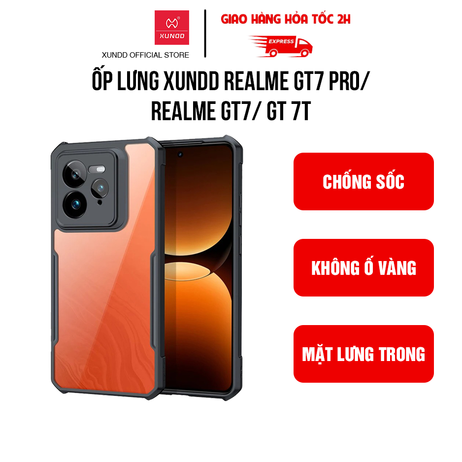 Ốp lưng XUNDD Realme GT7 Pro/ Realme GT7/ GT 7T - Viền TPU, Chống sốc, Mặt lưng trong