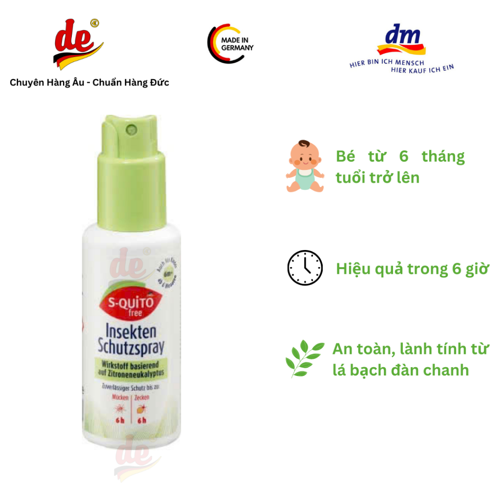 Xịt chống muỗi và côn trùng S-quito free- Đức