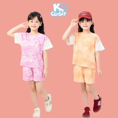 Bộ Quần Áo Cộc Tay K'S CLOSET Họa Tiết Loang Cho Bé Gái (2-14 tuổi) từ 10kg -58kg E128FIS