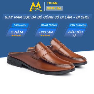 Giày nam sục sabo Timanvn SA70 chất liệu da bò quai ngang thiết kế xỏ ngón tông cao cấp bảo hành 5 năm 