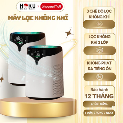Máy Lọc Không Khí HOKU, Lõi Lọc 3 Lớp, Không Tiếng Ồn, Loại Bỏ 99,99% Mạt Bụi, Ion Âm Cấp Ẩm-LKK06