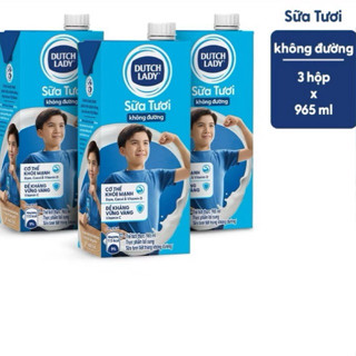 Hộp Sữa Tươi Tiệt Trùng Dutch Lady Cô Gái Hà Lan Không Đường 965ml