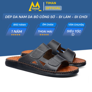  Dép nam đẹp quai ngang kiểu quai hậu thiết kế xỏ ngón chất liệu da tông cao cấp BH 1 năm DL68 TIMAN 