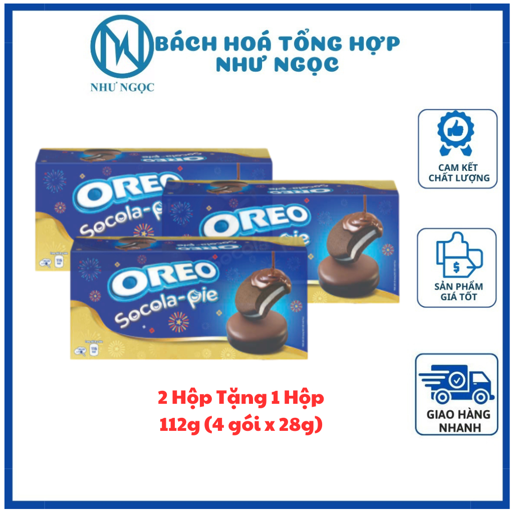  Mua 2 Tặng 1 - Bánh Oreo Socola Pie Hộp 112g Date 10 2025 - Bách Hóa Tổng Hợp Như Ngọc 