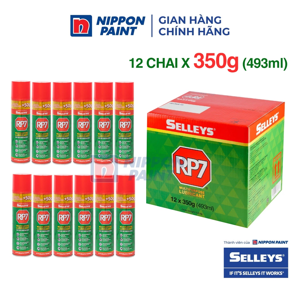 Thùng 12 chai xịt chống rỉ và bôi trơn RP7- Chính hãng SELLEYS - 350g/Chai