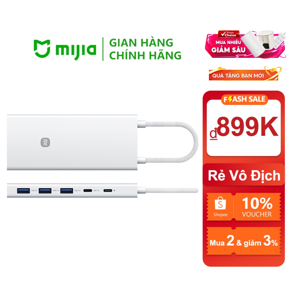 Bộ Chia 10 trong 1 Xiaomi Type-C: Chuyển HDMI 4K, Đọc Thẻ TF/SD, PD Sạc Nhanh 100W, 3 Cổng USB 3.0