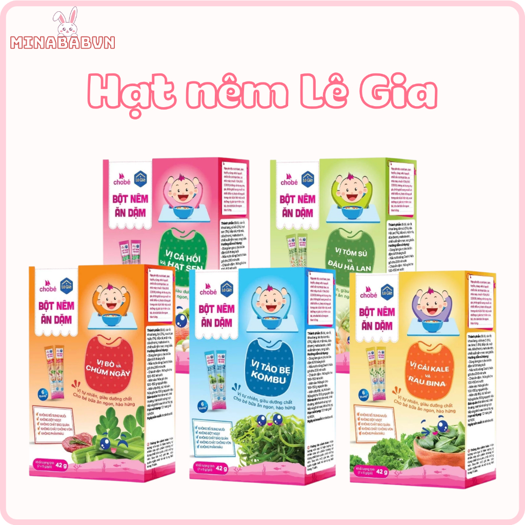 Hạt nêm Lê Gia không chứa muối đường, không chất bảo quản, Gia vị ăn dặm cho bé Lê Gia cho bé 6m