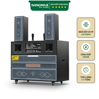 Loa Kéo Bình Bass Đôi Nanomax Pro-215A 2250w Bass 40cm x2 Karaoke Bluetooth