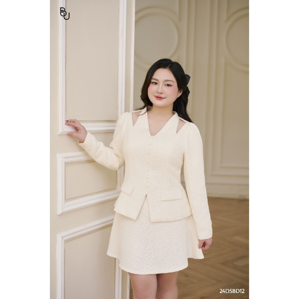 Set dạ áo peplum + chân váy xòe BIGSIZE (55kg đến 95kg) – 24DSBD12 - [BUstu Bigsize]