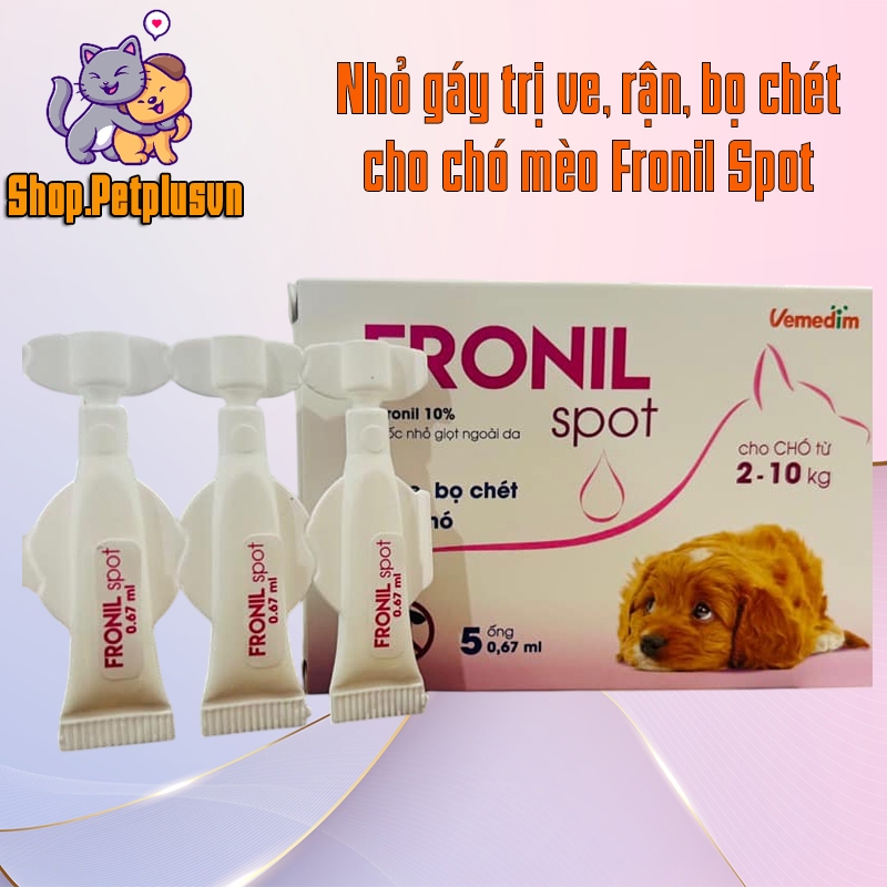 Fronil Spot Nhỏ gáy trị ve, rận, bọ chét cho chó mèo hộp 5 tuýp