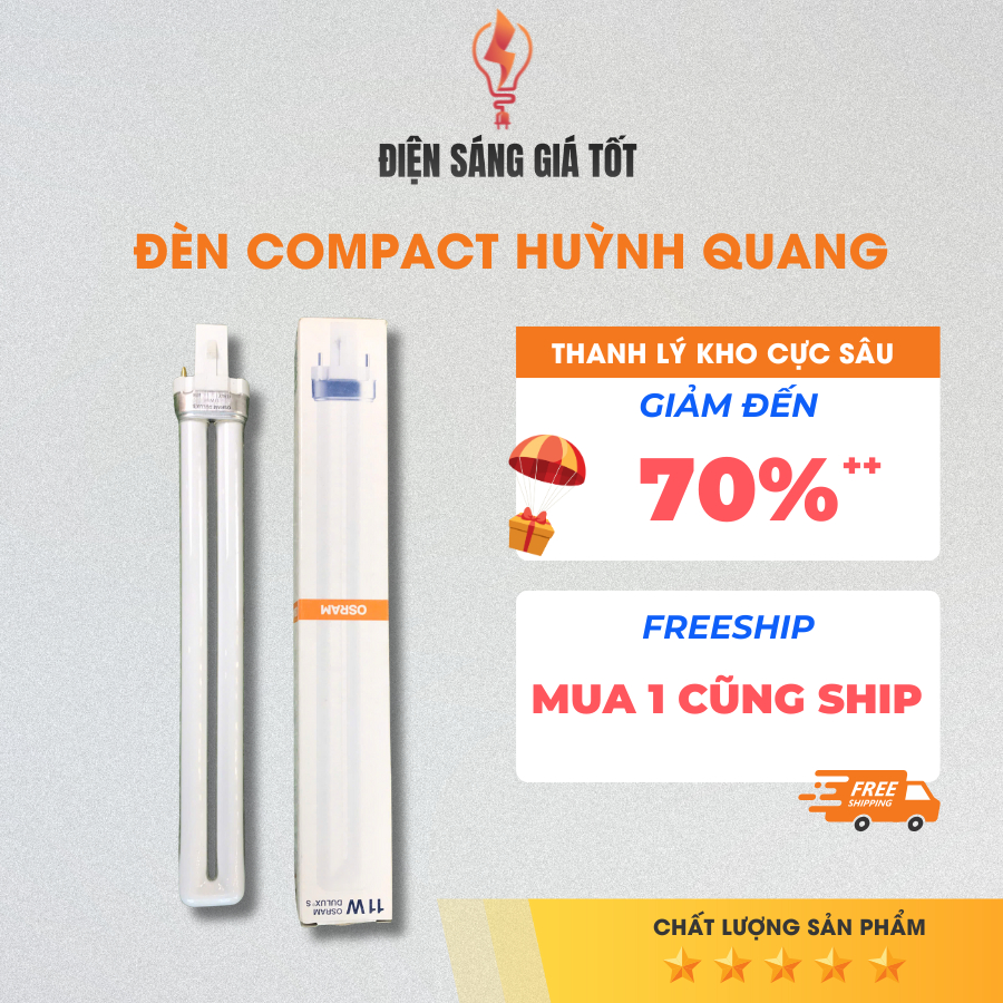Bóng Đèn Compact Huỳnh Quang DULUX S 11W/860 Ánh Sáng Trắng 6500K – Đui G23, Tiết Kiệm Điện, Chính H