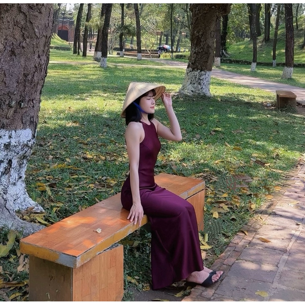 Đầm Lụa Cổ Yếm Form Dài Không Dây Kéo, Không Mút, Một Lớp Nữ Dress Women - LYC | BigBuy360 - bigbuy360.vn