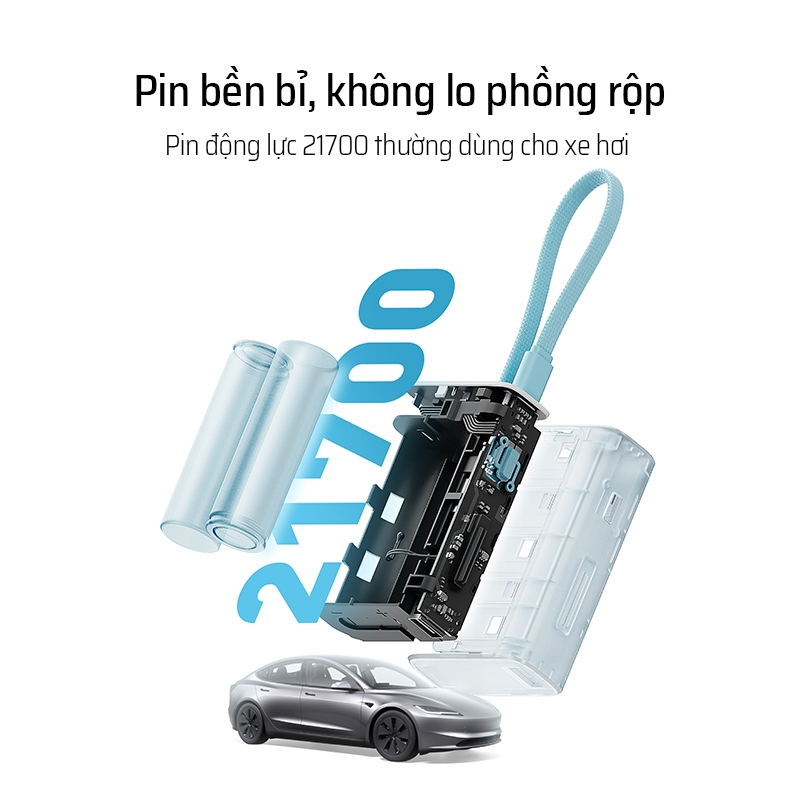 CUKTECH CP133L Sạc Di Động Kèm Cáp | Sạc Nhanh 33W Max | Dung Lượng 10.000mAh | Bảo Hành 18 Tháng LPB100 | BigBuy360 - bigbuy360.vn