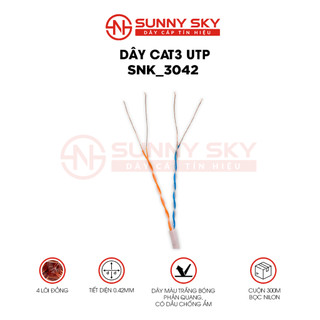 Dây cáp mạng 4 lõi không gia cường - Dây cáp mạng UTP CAT3 / Màu đen (Tặng kèm hạt mạng)