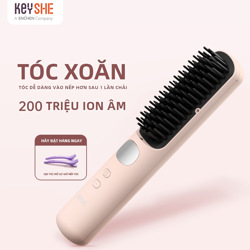 Lược điện không dây KEYSHE 200 triệu ion âm giảm rối chống tĩnh điện chải tóc suôn mượt giữ nếp lâu