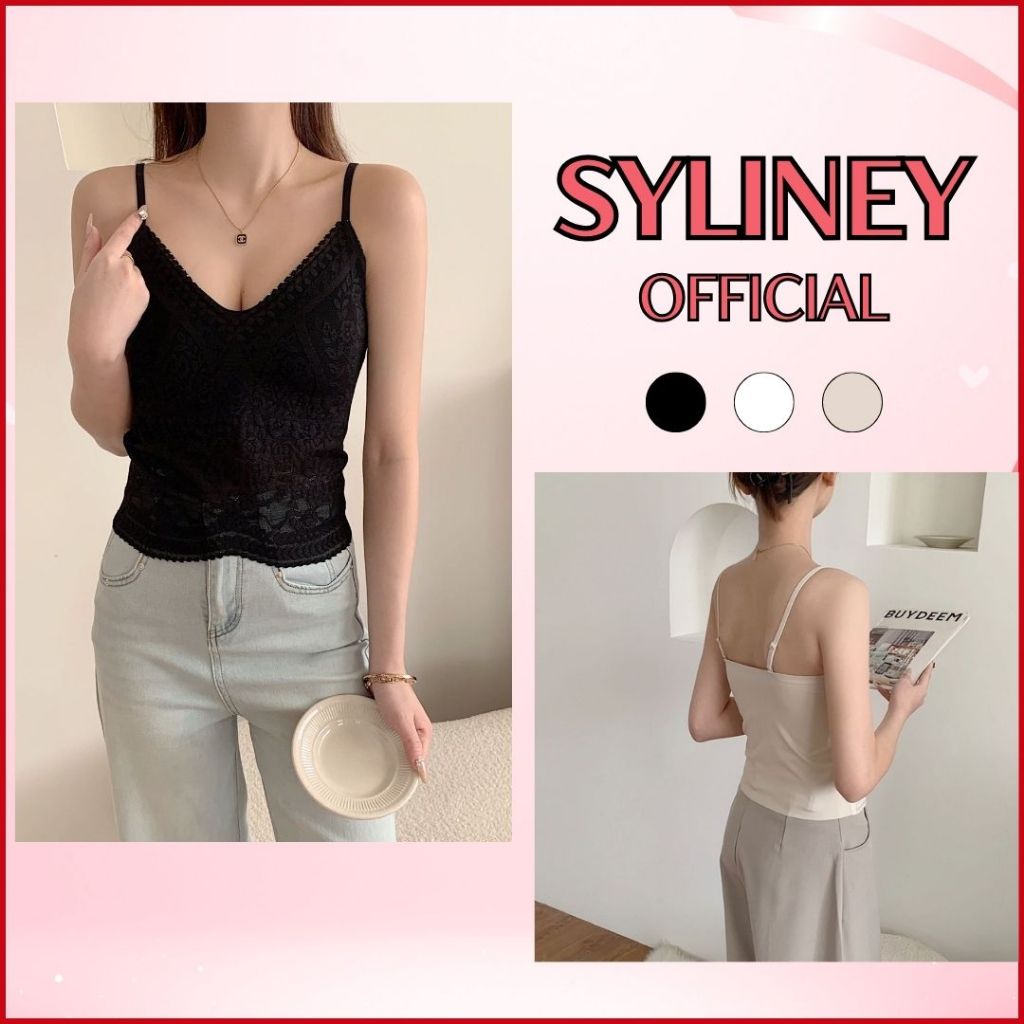 Áo Hai Dây Ren Hoa Lá Syliney Ôm Body Gợi Cảm Croptop Mặc Đi Chơi, Dạo Phố - AL0009
