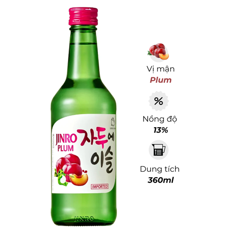 [CHÍNH HÃNG] Rượu Soju Hàn Quốc Jinro Plum (Mận) 360ml