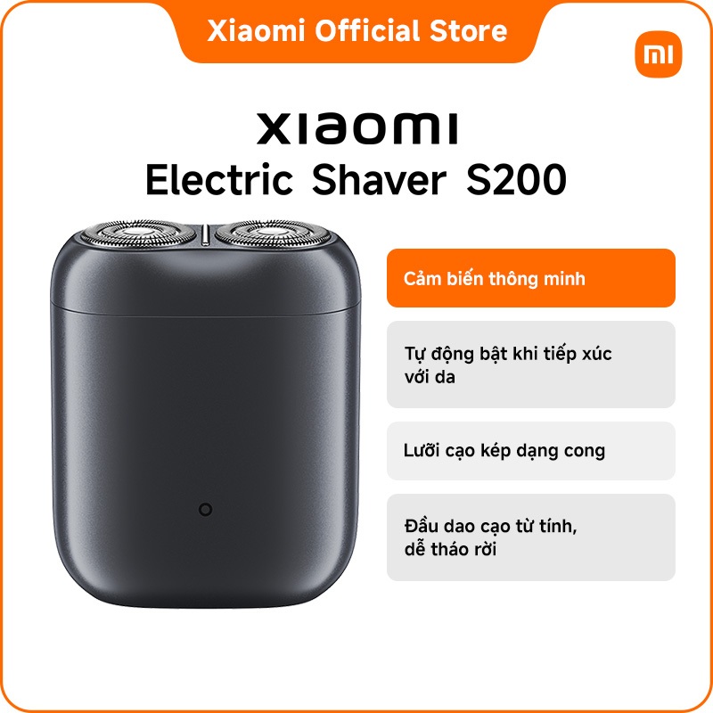 Xiaomi Electric Shaver S200｜Hoạt động dựa trên cảm biến｜Lưỡi cạo kép dạng cong｜Đầu dao cạo từ tính, 
