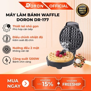 Máy nướng bánh kẹp tổ ong, máy làm bánh waffle DORON 1200W làm nóng đều 2 mặt khuôn, bánh thơm ngon