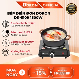 Bếp đun nấu mini DORON 1500W kiểu dáng hiện đại, màu đen sang trọng