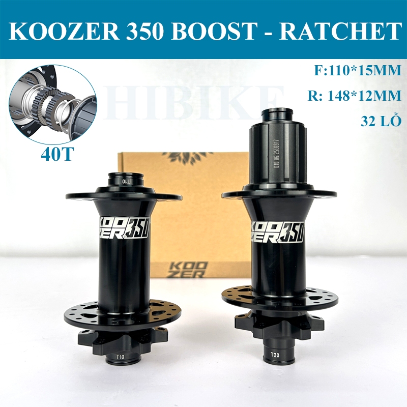 Bộ Hub Koozer 350 Boost Ratchet 40T 32 Lỗ - Phanh Đĩa 6 ốc Moay ơ Xe Đạp