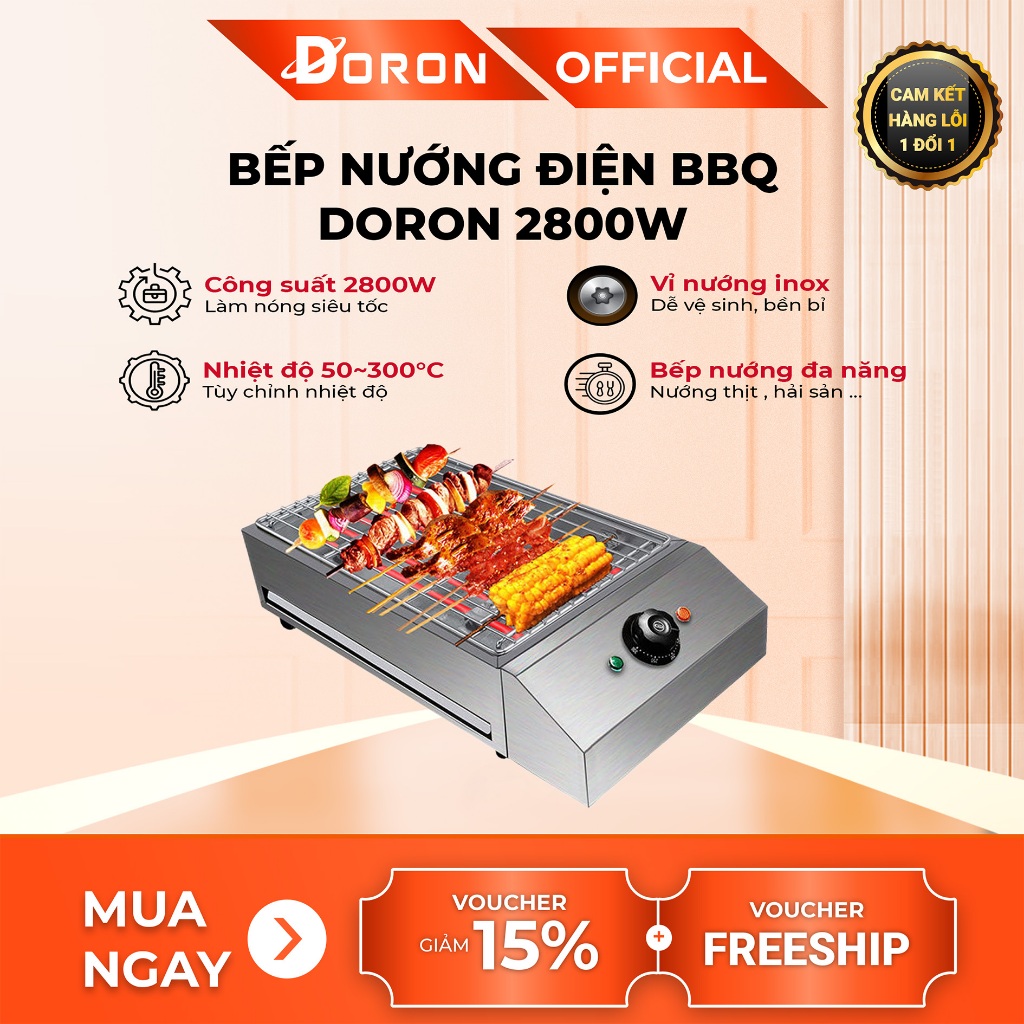Bếp nướng điện 2800W làm nóng nhanh, an toàn, dễ sử dụng