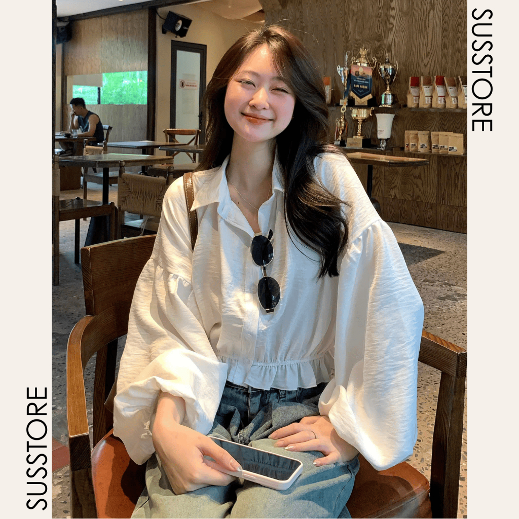 Áo Sơ Mi Dáng Croptop Tay Bồng Chun Dưới A3136 Susstore Thời Trang Nữ Bigsize | BigBuy360 - bigbuy360.vn