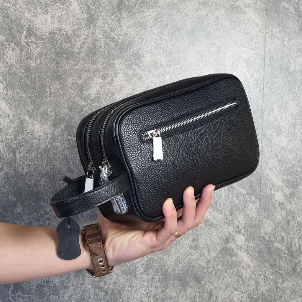 [Da thật] Clutch cầm tay da bò thật khóa số; Túi Golf nam da bò CL133LEA (Đen/Nâu) - 100% da bò thật, BH 3 năm